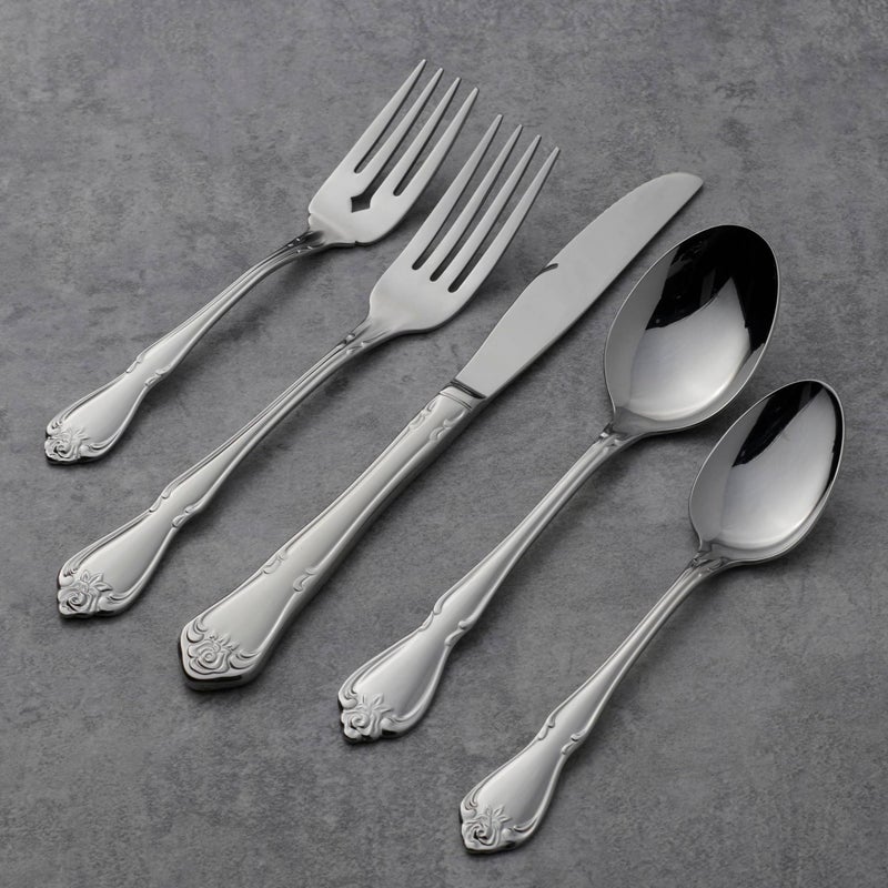 Oneida Silverware Set, True Rose Everyday Flatware Teaspoons Set, Service For 4, 18/0 Stainless Steel, 5.97 x 1.26-Inch, Dishwasher Safe, Mirror Finish, Utensils Set, Tea spoon (Silver, 4 Piece) - Image 3